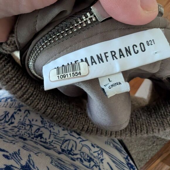 Kaufman Franco Knit Brown Wool Alpaca Turtleneck Sleeveless Zipper Top Size L - Picture 5 of 8